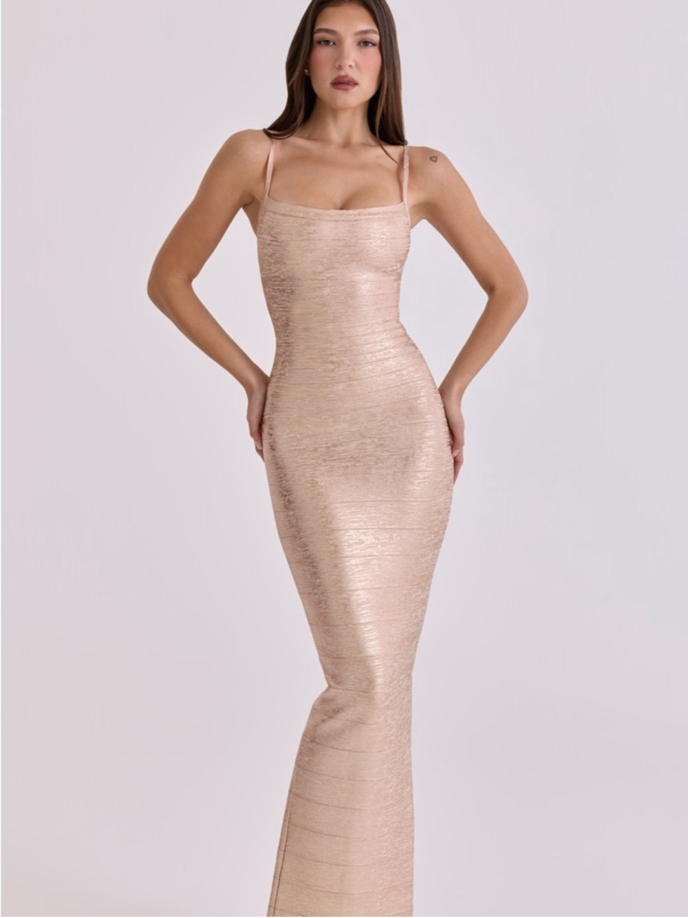House of CB the body bandage mini dress in champagne size XS NWOT
